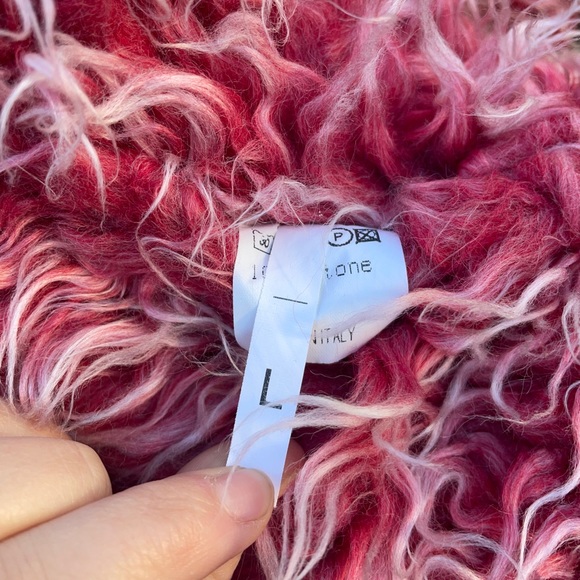 Jean jacket with red fur trim size large made in Italy - Picture 12 of 12